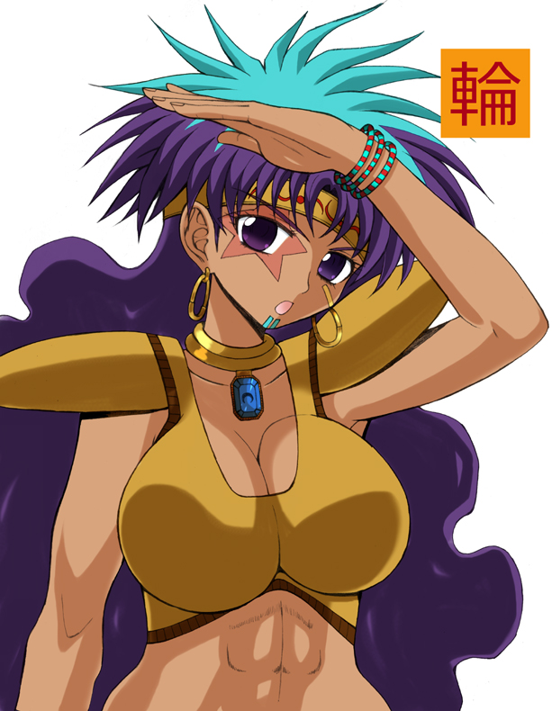 1girl, abs, aqua_hair, bishoujo_senshi_sailor_moon, bracelet, breasts, cleavage, curly_hair