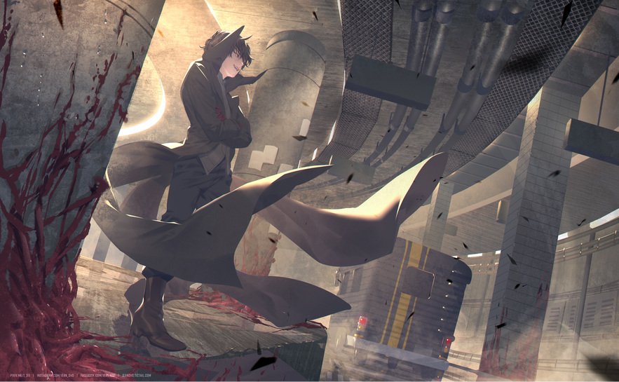 1boy, amamiya_ren, black_hair, boots, bus, coat, collared_coat, crossed_arms