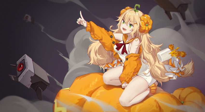 1girl, alternate_costume, ankle_scrunchie, baggy_clothes, bangs, bare_shoulders, barefoot, between_legs