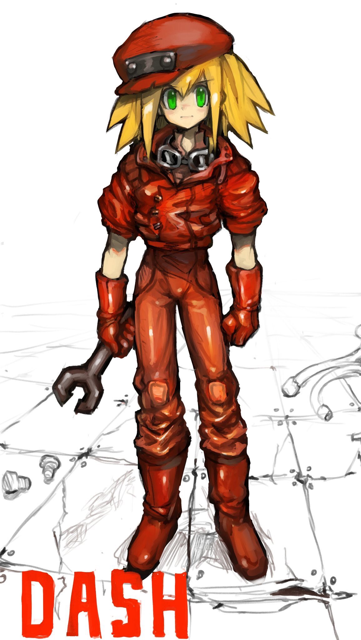 1girl, blonde_hair, boots, cabbie_hat, capcom, cosplay, dakusuta, full_body