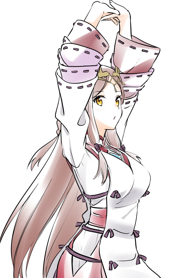 1girl, blush, fan_la_norne, feather_hair, hair_ribbon, long_hair, looking_at_viewer, niameresp