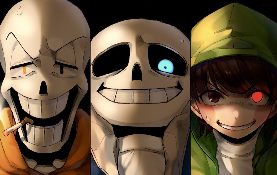 1other, 2boys, alternate_universe, blue_eyes, blue_hoodie, chara_(storyshift), cigarette, column_lineup