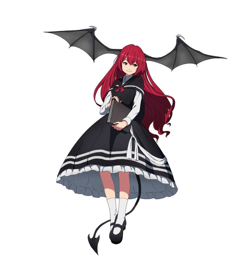 1girl, absurdres, bad_id, bad_twitter_id, black_capelet, black_dress, black_footwear, black_wings