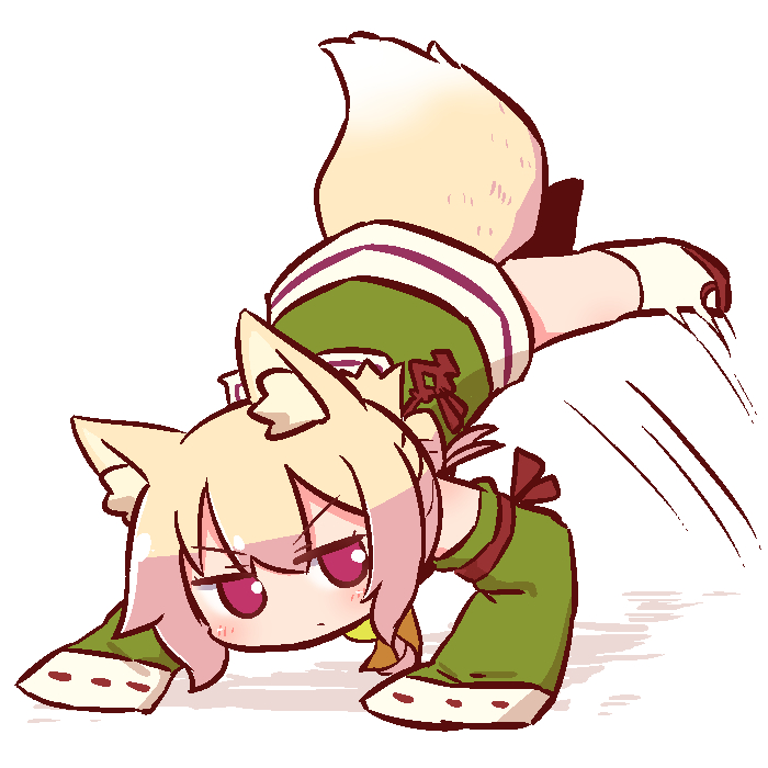 1girl, all_fours, animal_ear_fluff, animal_ears, bangs, blonde_hair, blush, closed_mouth