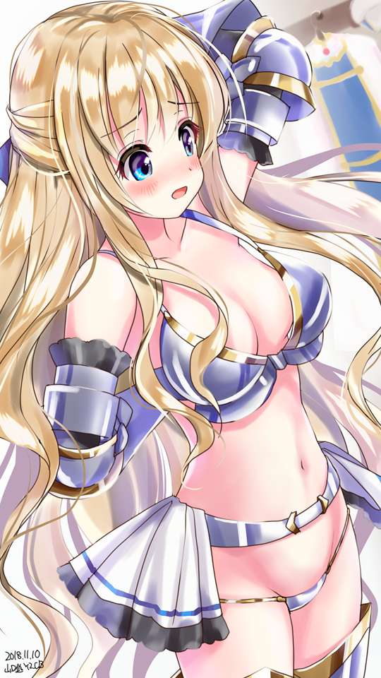 1girl, arm_behind_back, arm_up, armor, armored_boots, bangs, bare_arms, bikini_armor