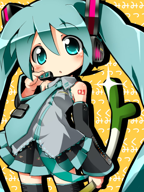 chibi, detached_sleeves, green_eyes, green_hair, hatsune_miku, izuno_kenta, long_hair, necktie