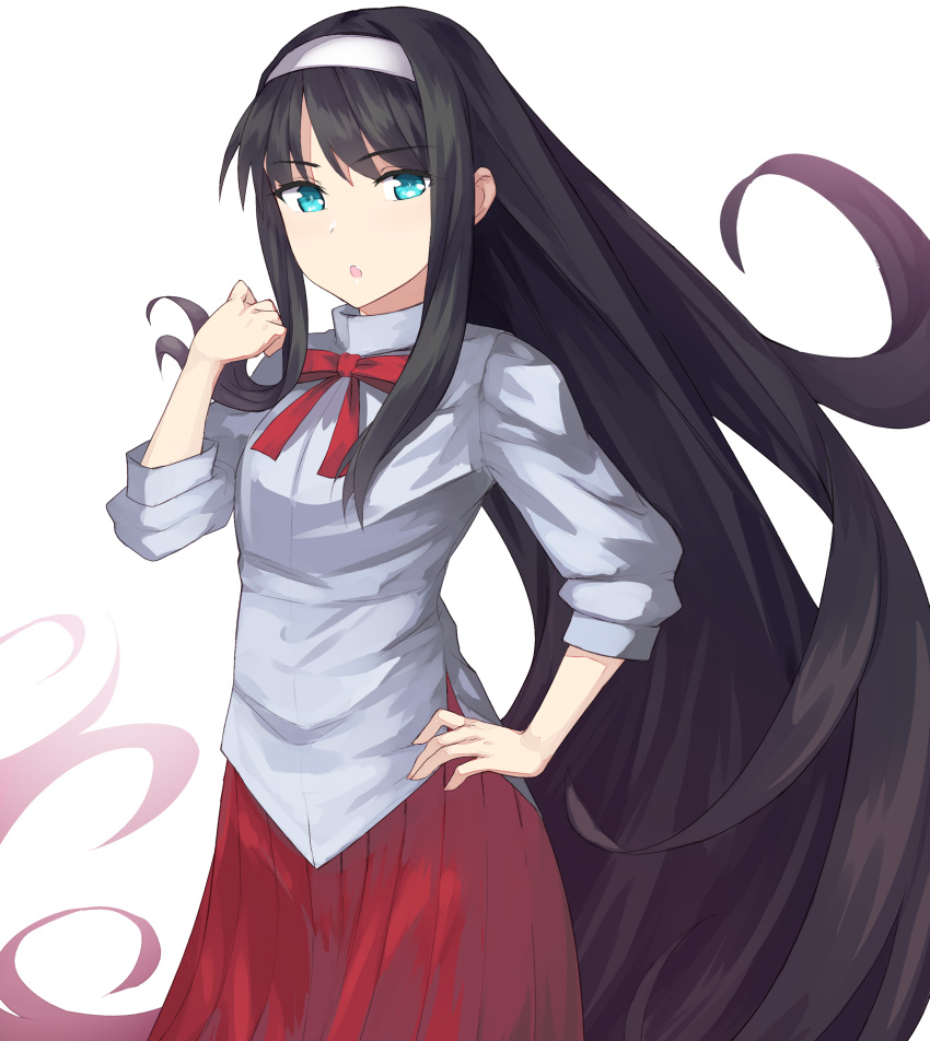 1girl, absurdly_long_hair, absurdres, apo_(apos2721), bangs, black_hair, blue_eyes, cowboy_shot