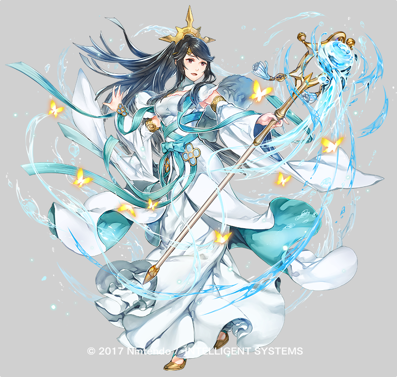 1girl, black_hair, breasts, dress, elbow_gloves, fire_emblem, fire_emblem_heroes, fire_emblem_if