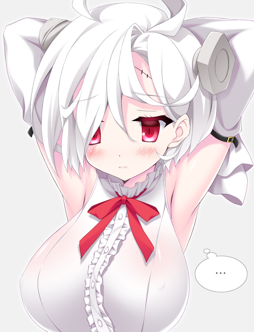 ..., 1girl, ahoge, armpits, arms_up, azur_lane, bangs, bare_shoulders