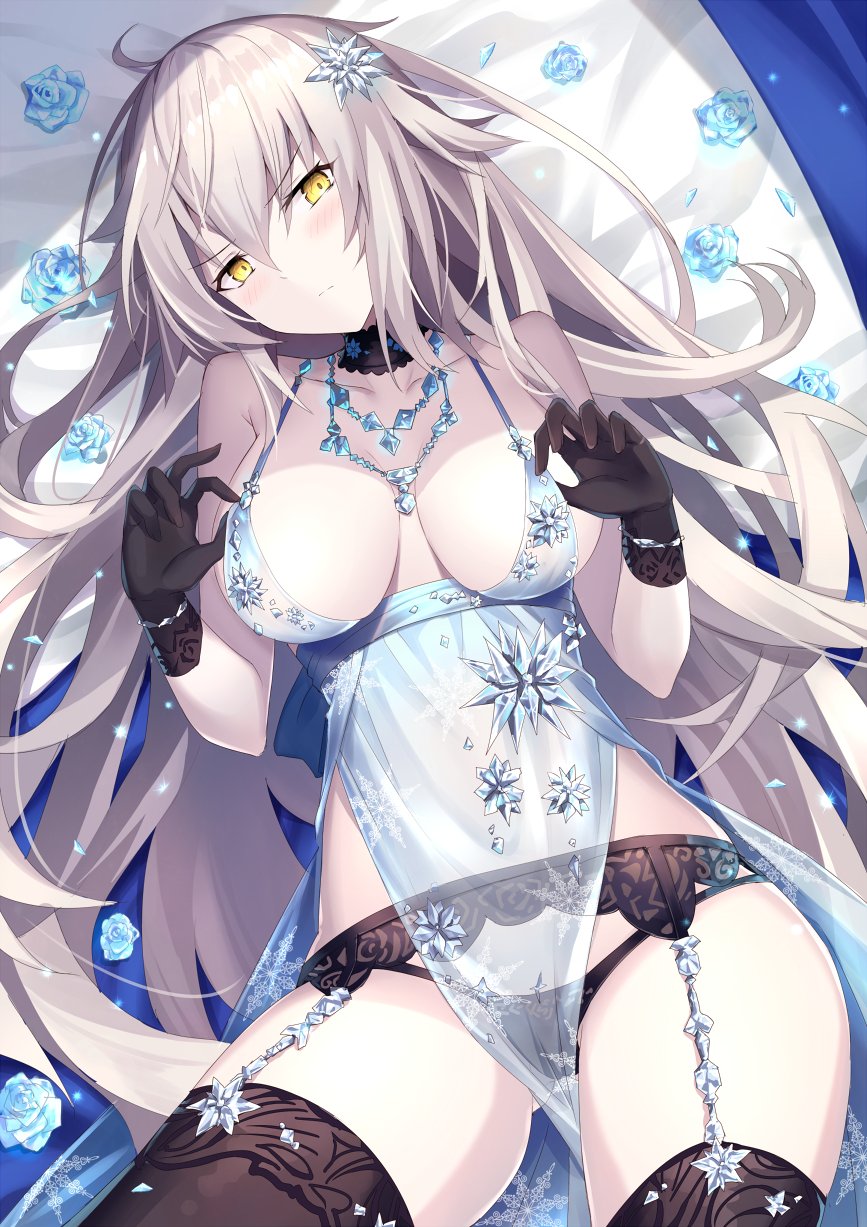 1girl, ahoge, alexandrite, artoria_pendragon_(all), artoria_pendragon_(lancer_alter), artoria_pendragon_(lancer_alter)_(cosplay), babydoll, bangs