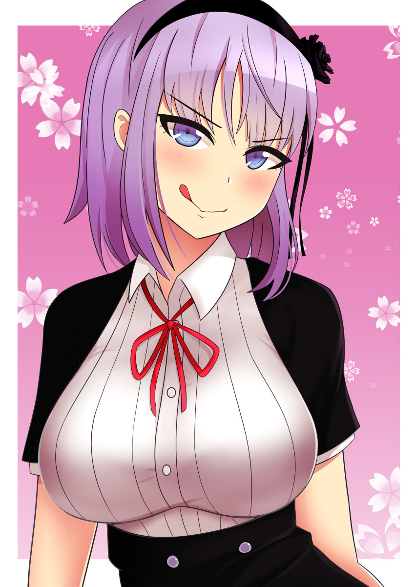 1girl, absurdres, bangs, blue_eyes, blunt_bangs, breasts, chips, dagashi_kashi