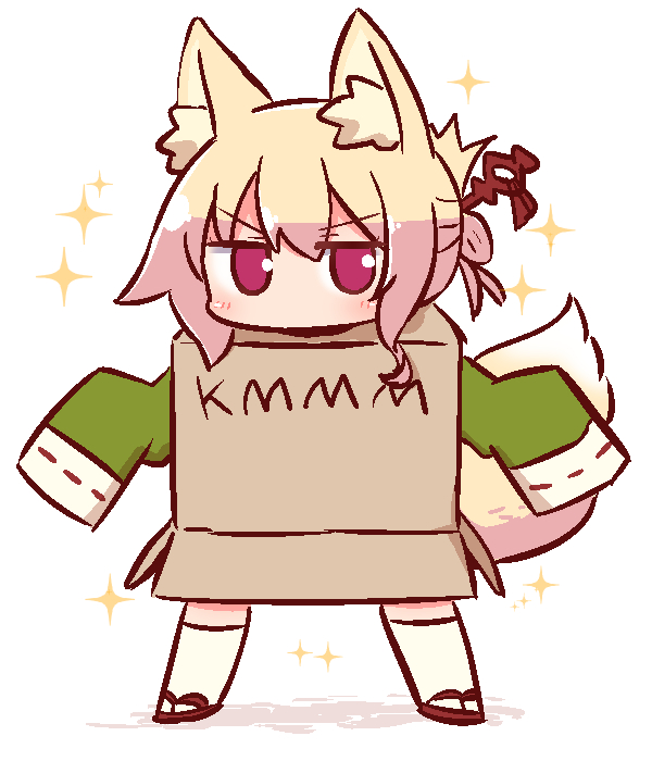 1girl, animal_ear_fluff, animal_ears, bangs, blonde_hair, blush, box, cardboard_box