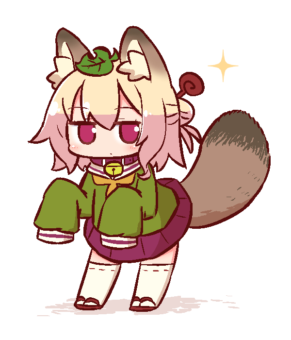 1girl, alternate_animal_ears, animal_ear_fluff, animal_ears, bangs, blonde_hair, blush, chibi