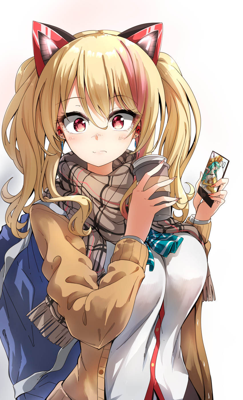 .live, 1girl, absurdres, animal_ears, bag, bangs, blonde_hair, blush