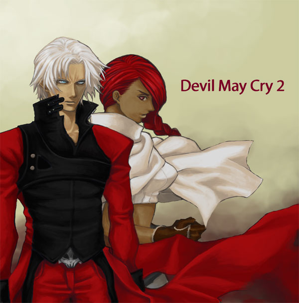 blue_eyes, braid, cape, crop_top, dante, dante_(devil_may_cry), dark_skin, devil_may_cry