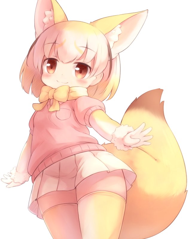 1girl, animal_ears, blonde_hair, blush, bow, bowtie, breast_pocket, breasts