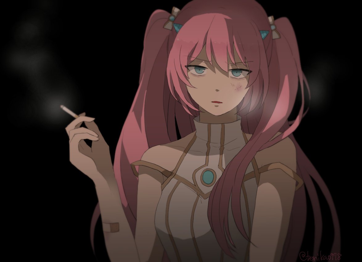 angelic_buster, angry, bandaid, benika, blue_eyes, check_commentary, commentary_request, hair_ribbon