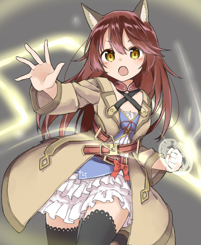 1girl, :o, amane_rosylily, animal_ear_fluff, animal_ears, bangs, black_legwear, blush