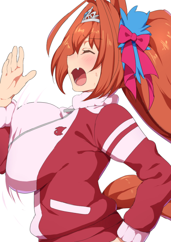 1girl, animal_ears, bangs, blush, bouncing_breasts, bow, breasts, brown_hair