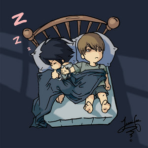 asleep, death_note, handcuffs, l, yagami_light