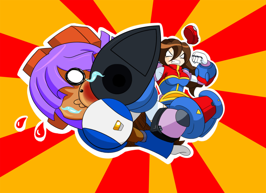 anger, highres, hyoumaru, iris, iris_(mega_man), kick, kicking, layer