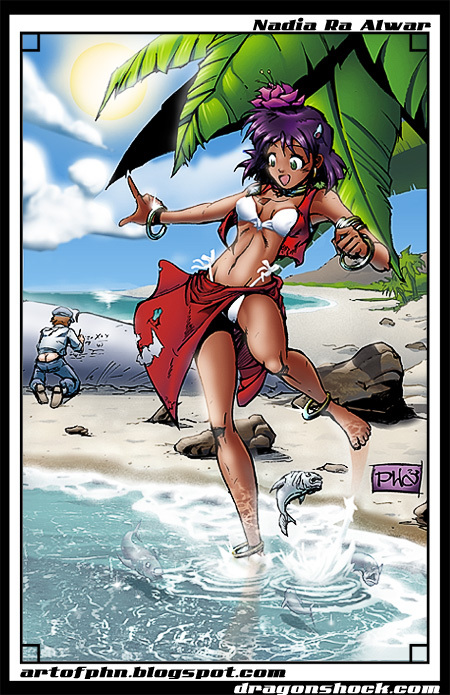 1girl, anklet, barefoot, beach, bikini, bracelet, butt_crack, dark_skin