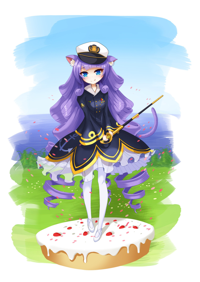 1girl, :p, absurdres, anchor_symbol, animal_ears, artist_request, azur_lane, blue_eyes