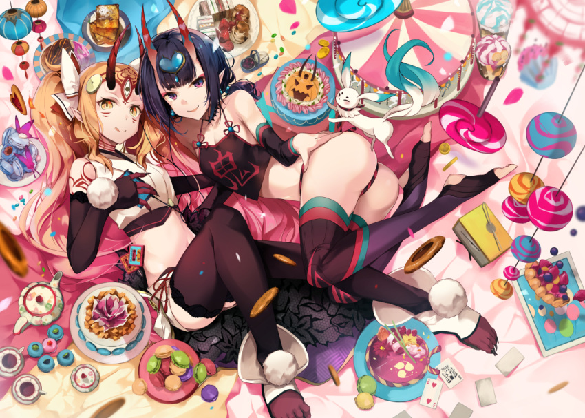 2girls, :q, animal, ass, bangs, bare_shoulders, blonde_hair, blush