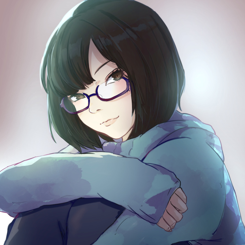 1girl, absurdres, bangs, black_hair, blunt_bangs, bob_cut, brown_eyes, fuyukayui