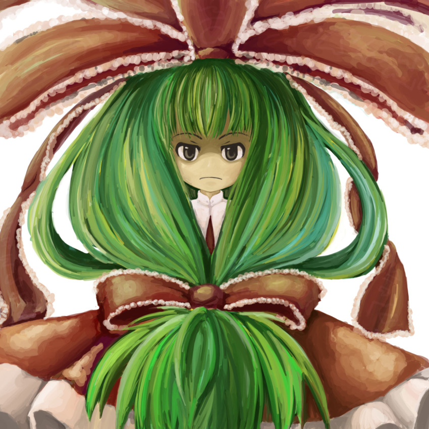 cuphea, front_ponytail, green_hair, highres, kagiyama_hina, ribbon, ribbons, touhou