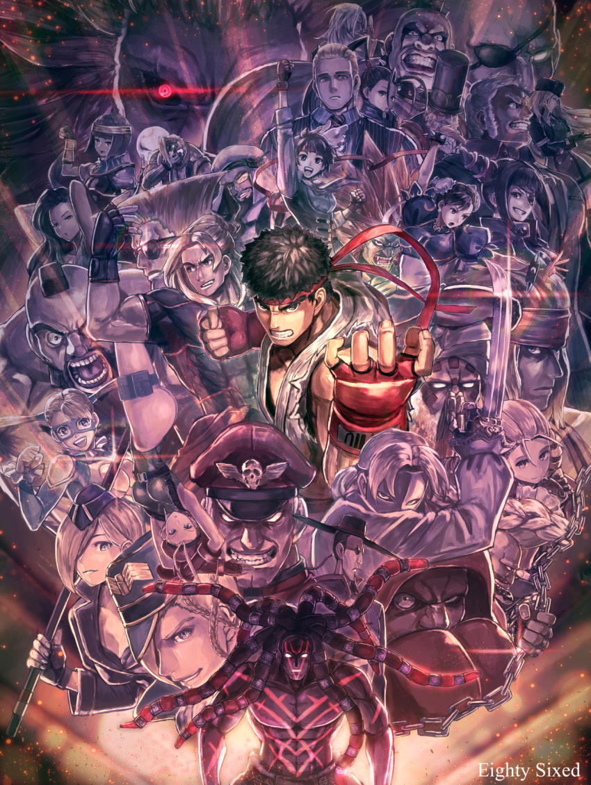 6+boys, 6+girls, abigail_(final_fight), alex_(street_fighter), arm_up, balrog, beard, birdie_(street_fighter)