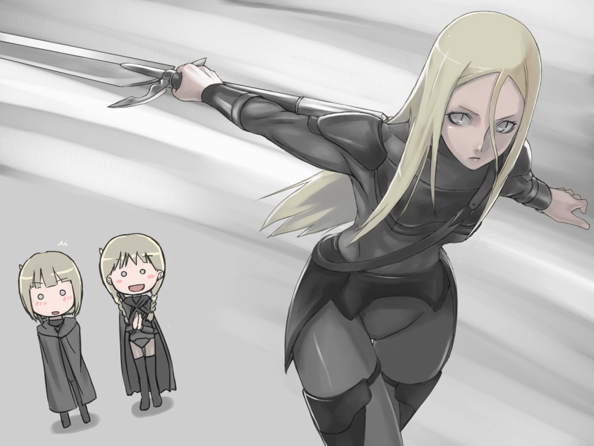 blush, chibi, clare, clare_(claymore), claymore, claymore_(sword), cynthia, cynthia_(claymore)