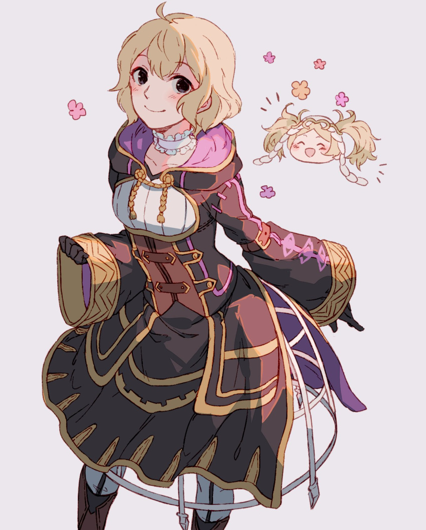 2girls, black_gloves, blonde_hair, closed_eyes, closed_mouth, dress, fire_emblem, fire_emblem:_kakusei