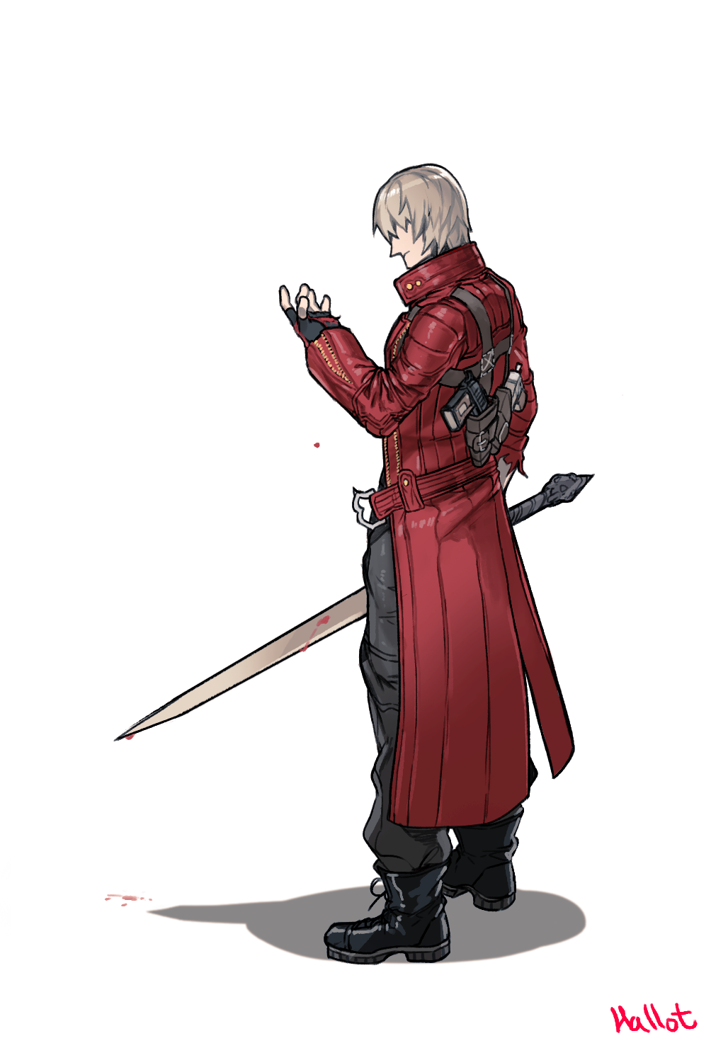 blood, bloody_hands, bloody_weapon, boots, coat, dante_(devil_may_cry), devil_may_cry, devil_may_cry_3