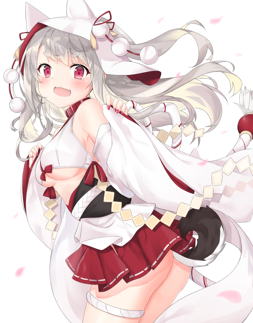 1girl, :d, animal_ears, animal_hood, ass, azur_lane, bangs, bare_shoulders