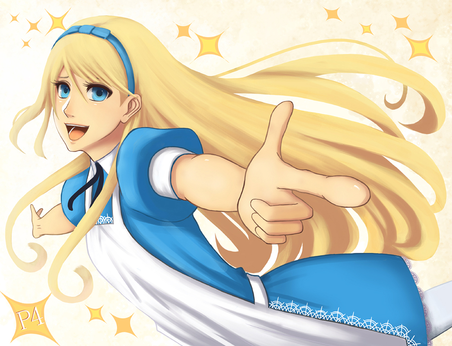 alice_(wonderland), alice_(wonderland)_(cosplay), alice_in_wonderland, apron, blonde_hair, blue_eyes, bou_nin, cosplay