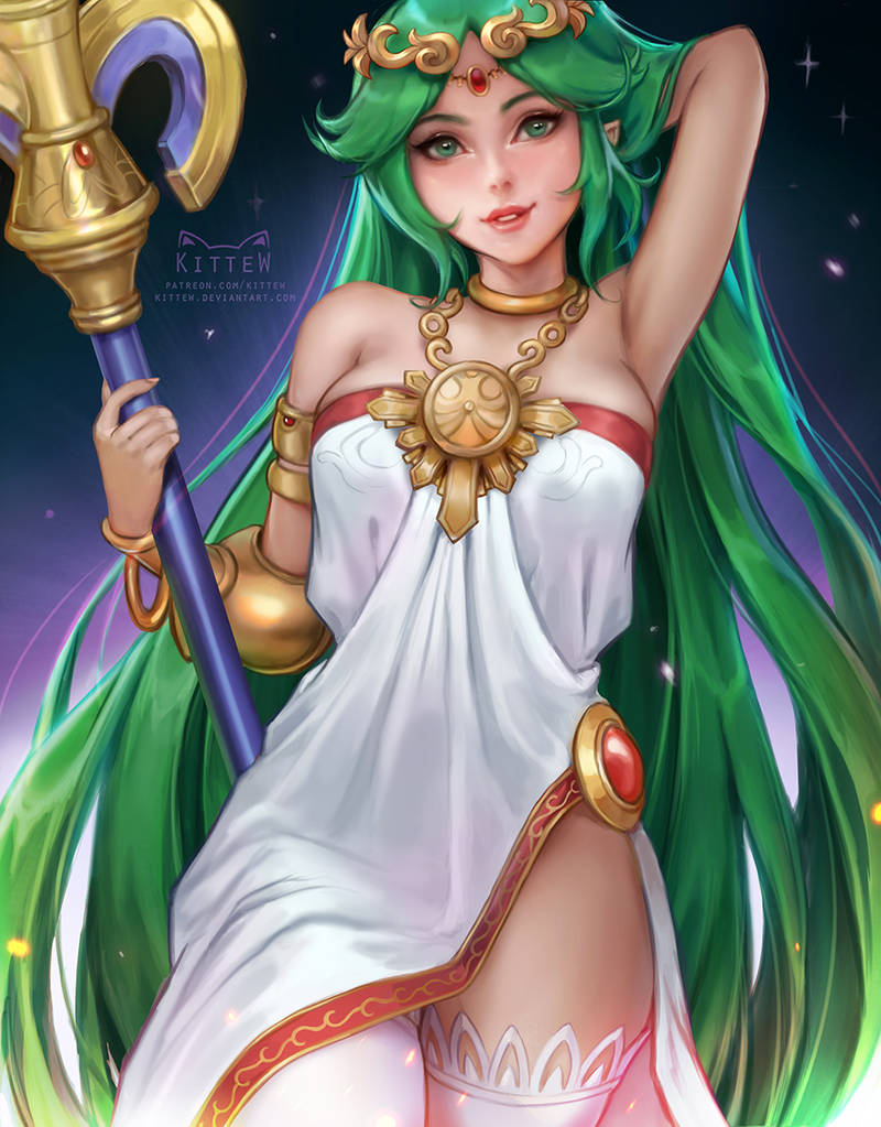 1girl, breasts, crown, daria_leonova, fantasy, fingernails, green_hair, holding