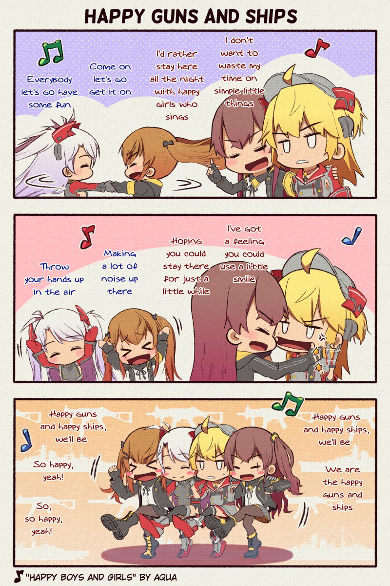 >_<, 3koma, 4girls, admiral_hipper_(azur_lane), anger_vein, angry, antenna_hair, arms_up