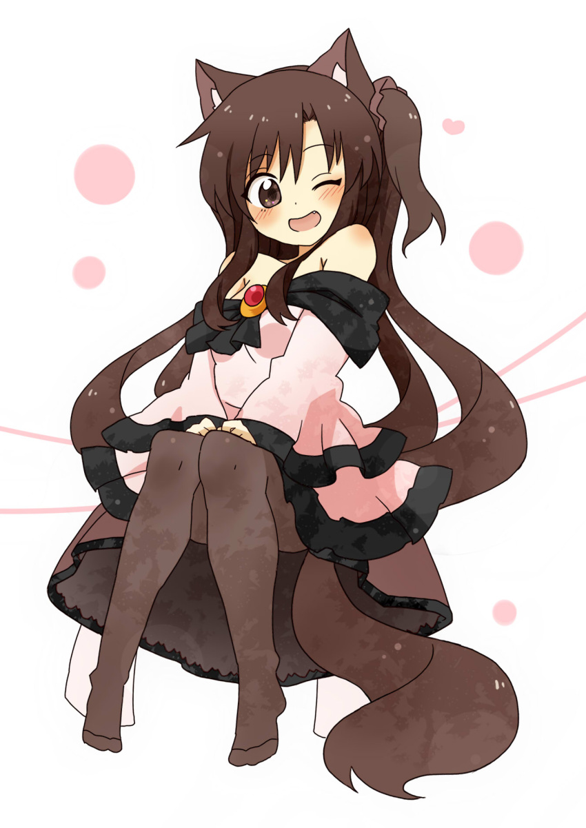 1girl, ;d, animal_ear_fluff, animal_ears, bangs, blush, breasts, brown_eyes