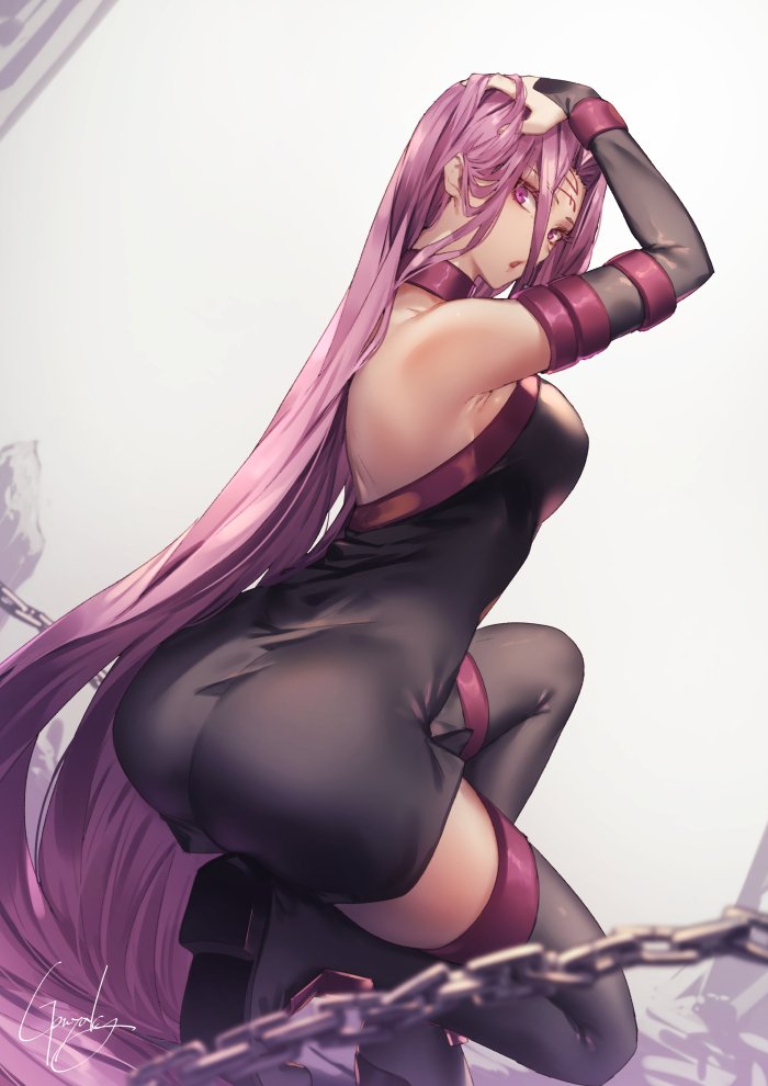 1girl, arm_up, ass, bare_shoulders, black_dress, black_footwear, boots, breasts