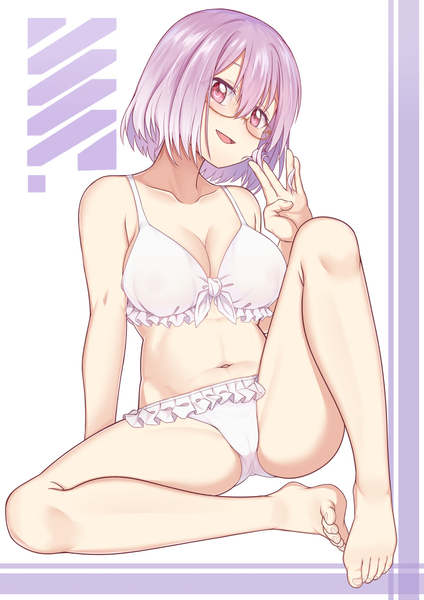 1girl, absurdres, barefoot, bikini, breasts, caibao, fang, frilled_bikini