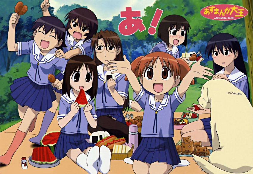 aida_kaori, azumanga_daioh, kagura, kasuga_ayumu, mihama_chiyo, mizuhara_koyomi, sakaki, summer_uniform, tadakichi, takino_tomo