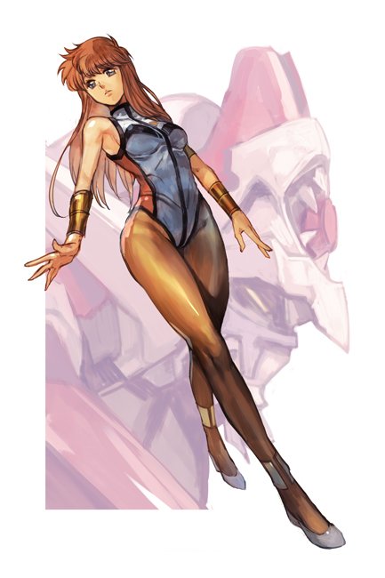 1girl, bangs, brown_legwear, dangaioh_hyper_combat_unit, dangaiou, eyebrows_visible_through_hair, full_body, hankuri