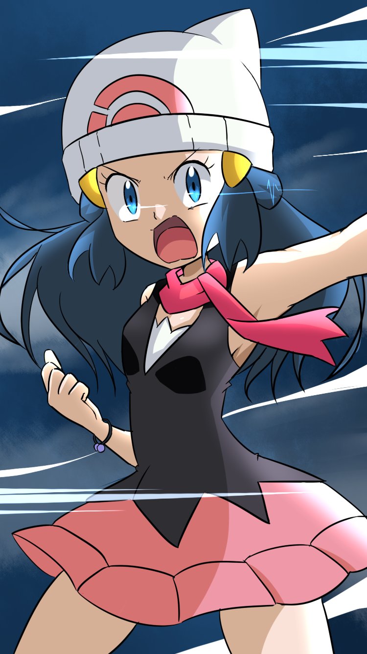 1girl, blue_eyes, blue_hair, cocoa_(p_cocoa_f), creatures_(company), game_freak, hat, highres, hikari_(pokemon), nintendo, poke_ball_symbol, pokemon, pokemon_(game), pokemon_dppt, white_hat