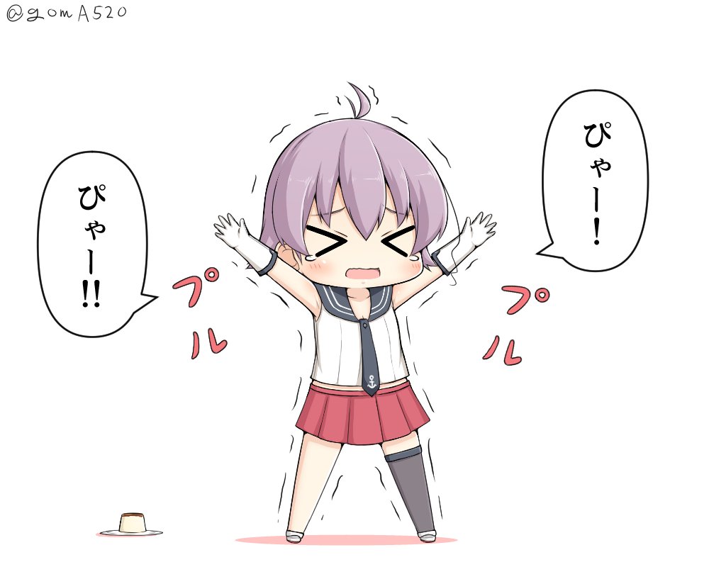 >_<, 1girl, anchor_symbol, black_neckwear, black_sailor_collar, chibi, closed_eyes, commentary_request