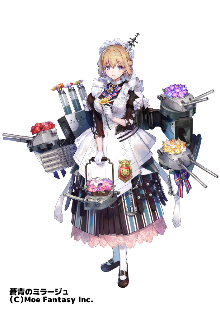 1girl, apron, azutarou, bangs, black_dress, black_footwear, blonde_hair, blue_eyes