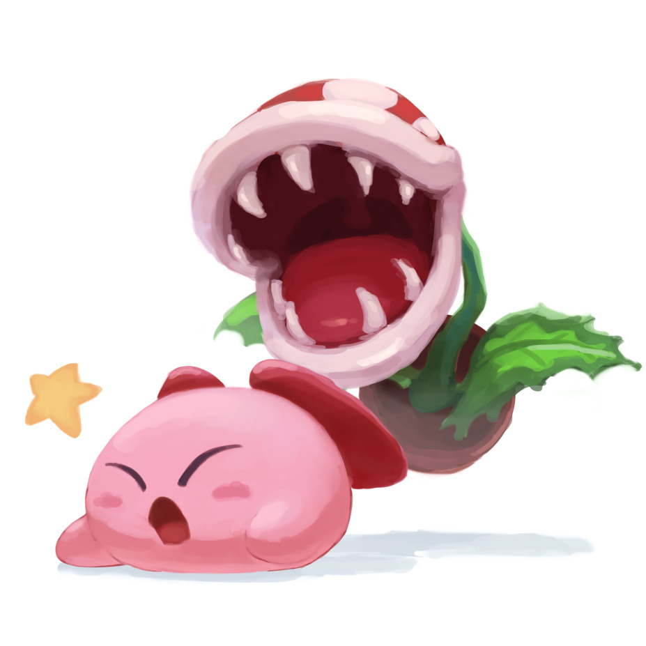 closed_eyes, commentary_request, kirby, kirby_(series), na_(oagenosuke), nintendo, no_humans, open_mouth