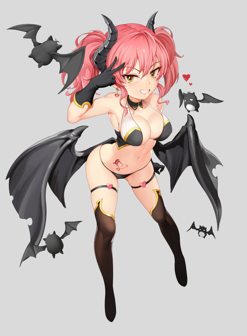 1girl, absurdres, bangs, bare_shoulders, bat, black_footwear, black_gloves, black_panties