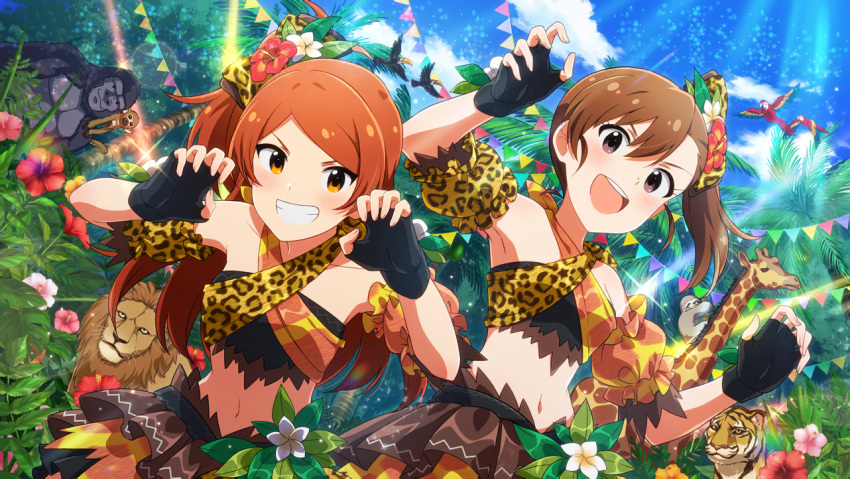 blush, brown_eyes, brown_hair, dress, idolmaster, idolmaster_million_live!, idolmaster_million_live!_theater_days, jungle