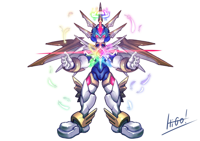 1boy, absurdres, android, copy_x, cyber_elves, full_body, gloves, glowing